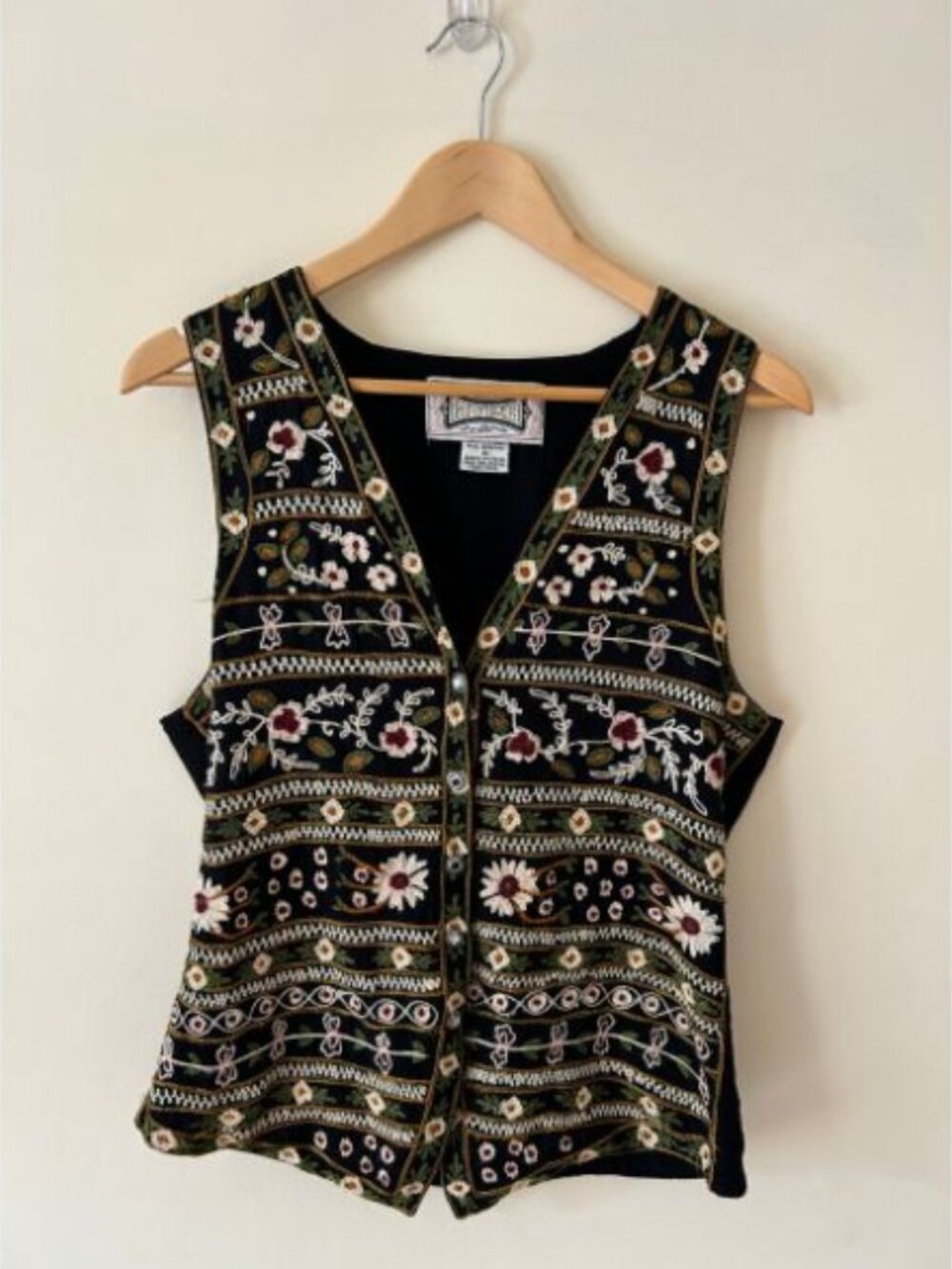 Y2K Floral Embroidered V-Neck Vest | HYPE Brand | Size S